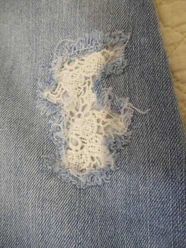 Cat & Jack Girls Jeans Super Skinny Lace Distressed Blue Size 12 - Picture 5 of 9