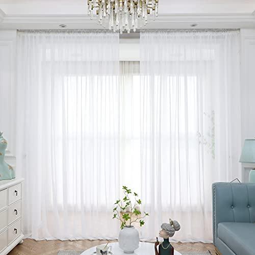 Window White Sheer Curtains 84 Inches Long 2 Panels Sheer White Curtains Clear - Bild 2 von 7