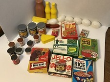 Vintage Assorted Lot Of 31 Toy Food Name Brand Boxes Cans Eggs Milk Jello Hi Ho