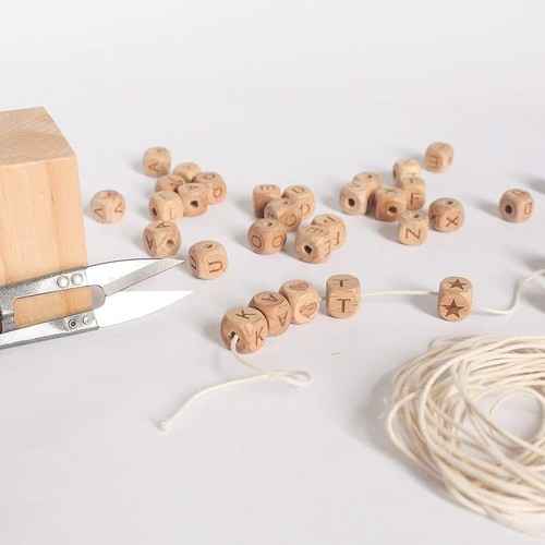 100 Stück Holzbuchstaben Perlen Buchstaben Holzperlen 12mm Holzperlen zum Auf... - Bild 5 von 8