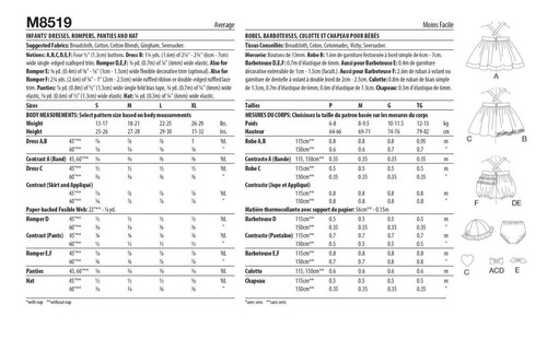 Schnittmuster Babykombi Romper mit Höschen von Laura Ashley McCalls mc8519 S-XL - Bild 10 von 10
