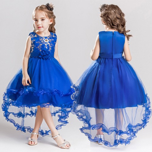 Mädchen Kinder Prinzessin formeller Festzug Hochzeit Geburtstag Party Kleid mit Blume Schleife - Bild 8 von 17