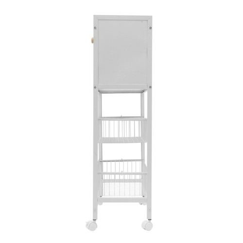 4 Tier Storage Rack Kitchen Storage Organizer Shelf w/ Brakeable Casters White - Picture 11 of 18