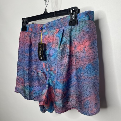 Vintage 80s Silk By Jasmine Blue Pink Floral Lounge Sleep Shorts Size L - Bild 4 von 5