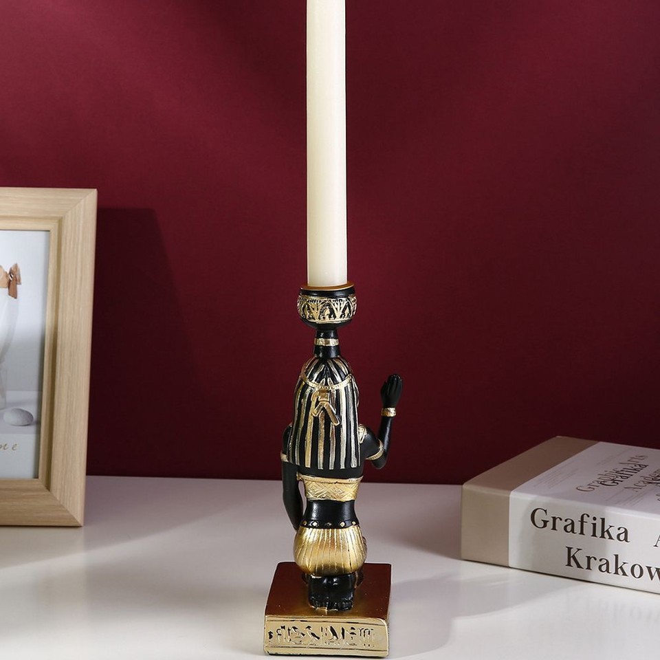 Home Decoration Egyptian Sculpture Candle Holder Resin Figurines Retro