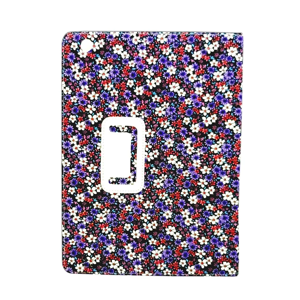 CASE FOR APPLE IPAD 2 3 4 RED WHITE AND PURPLE FLOWER DESIGN PU LEATHER COVER - Image 3 of 4