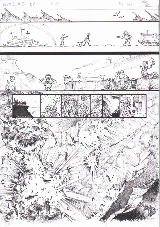 Boo Cook Blunt 3e1p7 Original comic art 2000AD Comic Art