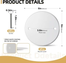 Ceiling Cover Plate 5" Round Electrical Box Cover Plates Hole Spacing 3.5 Inch 