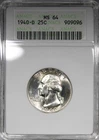 1940-D Washington Quarter ANACS MS64 Soapbox Holder 25C