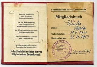 Öst.; / Korneuburg; Mitgliedsbuch der SPÖ; ausgestellt 1951. R !