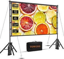 120 Inch Projector Screen with Stand, Foldable Portable 16:9 HD Outdoor Projecto