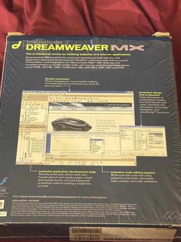 Macromedia DREAMWEAVER MX Software Windows XP Education Version New Opened Box - Picture 2 of 5