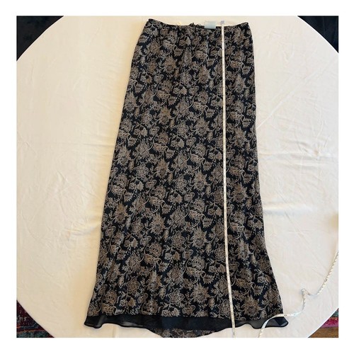 VTG DKNY Classic 90's Maxi Floral Lined Black High Waisted Skirt Women's Size 4 - Picture 7 of 9