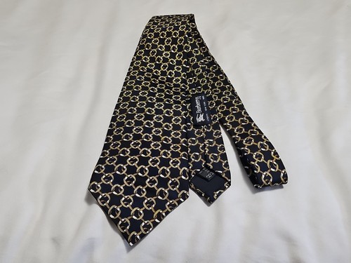Corbata vintage de seda de diseñador clásico inglés de lujo con enlace geométrico Burberrys - Imagen 5 de 8
