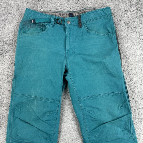 Prana Continuum Pants Mens 34x32 Teal Blue Turquoise Hiking Climbing Double Knee - Picture 2 of 21