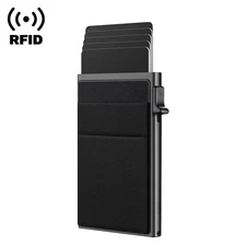 Slim Mens Card Holder Metal RFID Blocking Minimalist Pop Up Wallet for Men