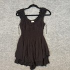 Urban Outfitters Shirt Womens Medium Black Babydoll Tiered Ruffle Y2K Vtg