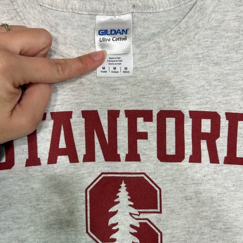 Stanford Men's Gymnastics Gray T-Shirt- youth medium heather gray red tree - Picture 2 of 5