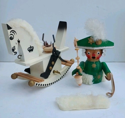Music box vintage Steinbach Volkskunst Federico il grande cavallo a dondolo fumatore - Foto 18 di 24
