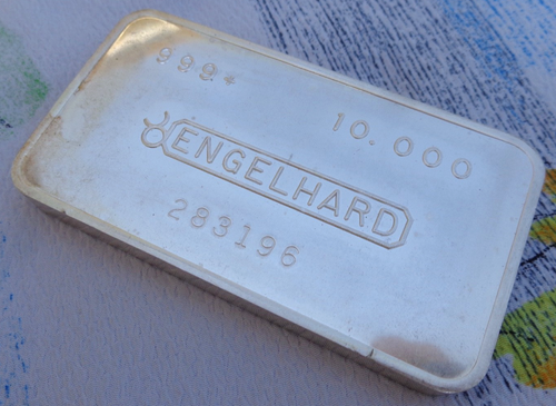 10 oz. Barra de arte ENGELHARD vintage años 80 plata fina .999 - Imagen 2 de 5