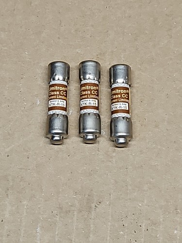 LOT OF 3 - KTK-R-15 - Limitron Fuse - Class CC Current Limiting - 15A - Picture 1 of 1