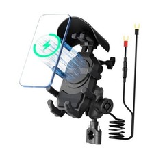 Motorcycle Phone Mount with 15W Wireless Charger PD/USB-C USB Quick Charger