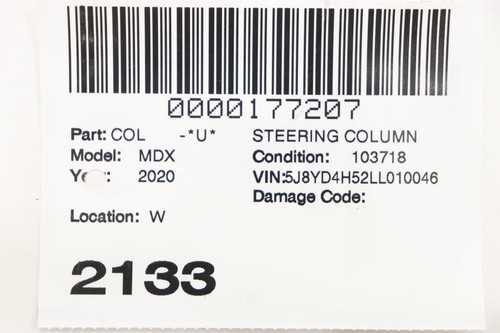 2016 - 2020 ACURA MDX STEERING COLUMN W/ POWER TILT ADJUSTMENT OEM - Picture 12 of 12