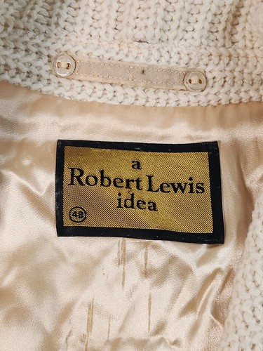 Robert Lewis idea Cardigan Men 48 Aztec Grandpa Shawl Collar Chunky Vintage - Picture 9 of 11