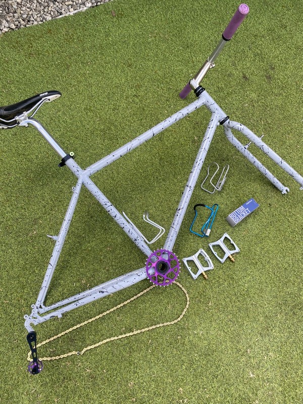 Kona Cinder Cone 1992, Project 2, Splatter Paint, Single Speed Project, Ti Axle 