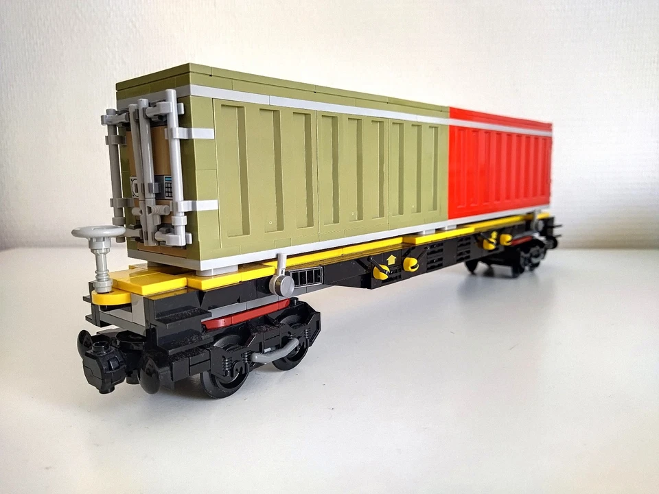 LEGO City Train MOC / Custom Double 40' containers flat car with pdf instruction - Photo 2/4