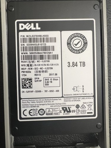DELL SAMSUNG MZ-ILS3T8B 3.84TB SAS 12Gb/s TLC 2.5" SSD 0JR1HP - Photo 2/2