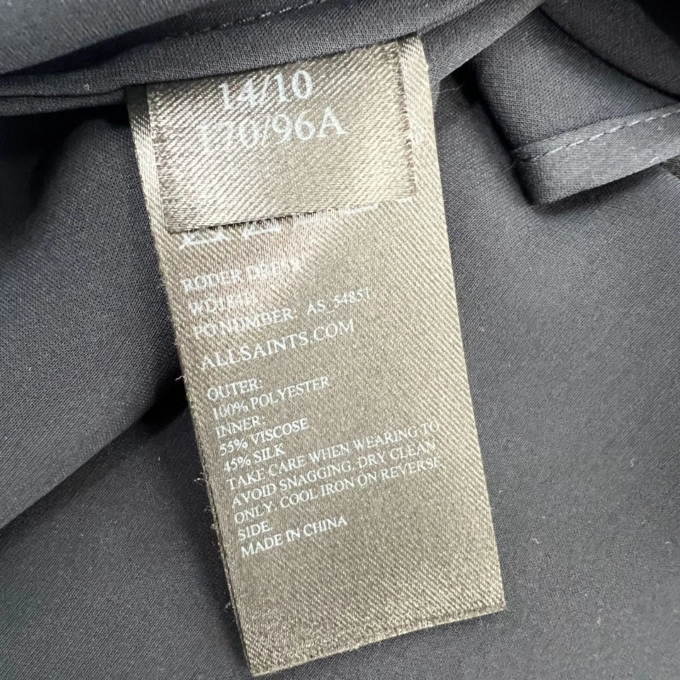 Vestido AllSaints 10 preto Roder Shift tecido japonês seda viscose minimalista - Imagem 4 de 4