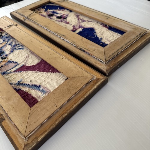 Vintage Tapestry Pierrot Clown Picture Wooden Frame 55x24cm Two Wall Decor - Bild 19 von 24