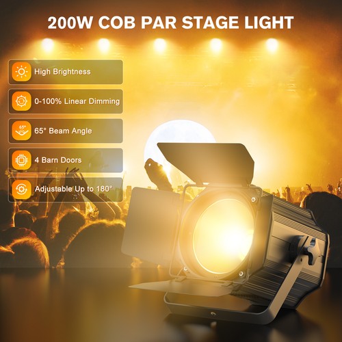 Focos Par Light Doble Color COB 200W con Puerta de Granero DJ Iluminación de Escenario DMX512 - Imagen 2 de 20