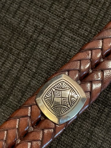 Brighton braun Leder geflochten Gürtel Q2108 silberne Schnalle Conchos Größe Small 28" - Bild 3 von 12