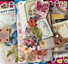 #775 - RANDOM 15 PCS VINTAGE FLORAL SCRAPBOOK JUNK JOURNAL KIT / LOT