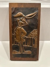 Rare 1970s Looney Tunes Bugs Bunny Copper Tin Framed 9x6.5 Approx