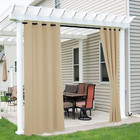Dos Cortinas Exterior Patio Impermeables Viento Proteccion UV Beige Biscotti
