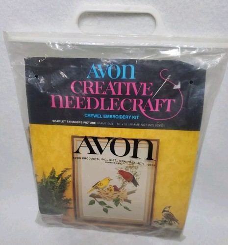 Avon Creative Needlecraft Crewel Embroidery Kit Scarlet Tanagers Vintage 1974 - Picture 1 of 13