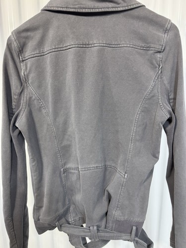 Anthropologie Marrakech Moto Jacket Womens Med Gray Cotton Stretch Crop Denim - Picture 4 of 4