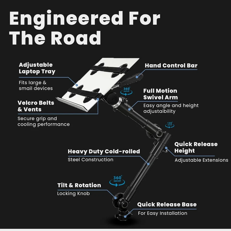 Heavy-Duty Car Laptop Mount - 360 Degree Adjustable for Optimal Driving Comfort - Image 4 of 4