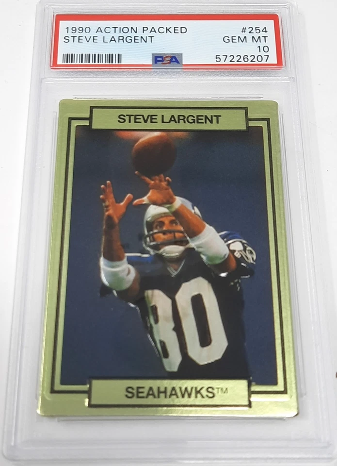 1990 Action Packed HOF Star STEVE LARGENT Card PSA 10 GEM MINT Rare (Pop 6) - Image 3 of 4