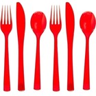 Elegant Ruby Red Solid Assorted Plastic Cutlery - 18ct - Stylish Disposable Silv