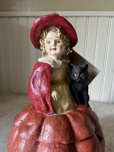 Bethany Lowe Halloween Niña Gato Bruja en Calabaza Caramelo Plato Cuenco con Tapa - Imagen 4 de 12
