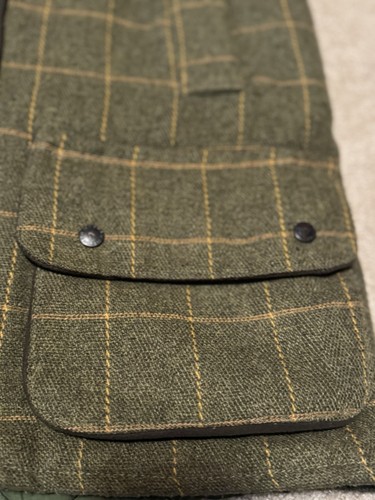 Bronte Mens Tweed Khaki Herringbone Green Plaid Waistcoat Wool Countrywear Sz L - Bild 7 von 13