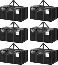 6 Pack Extra Heavy Duty Large Moving Bags with Strong Zipper & Comfortable Handl