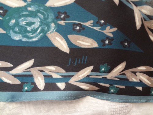Vintage J. Jill Dark Teal Multicolored Floral Triangle Scarf - Picture 7 of 9