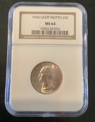 1934 - Washington Quarter - Light Motto - NGC MS64