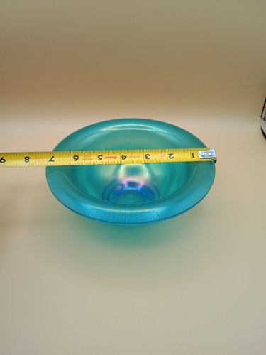  Vintage Northwood blau irisierend Stretch Glas Schale 7 Zoll quer gebraucht - Bild 9 von 14