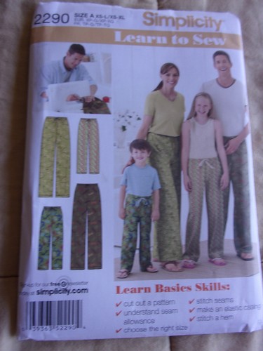 SIMPLICITY PATTERN 2290 PANTS ADULT SIZES XS S M L XL  KIDS S M L  UNCUT - Picture 1 of 3